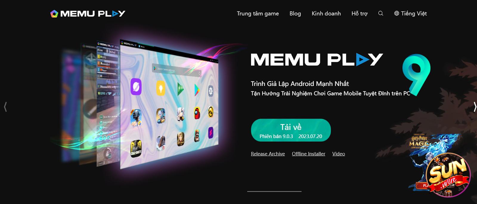 Truy cập vào trang chủ của MEmu App Player và tiến hành tải phần mềm về thiết bị